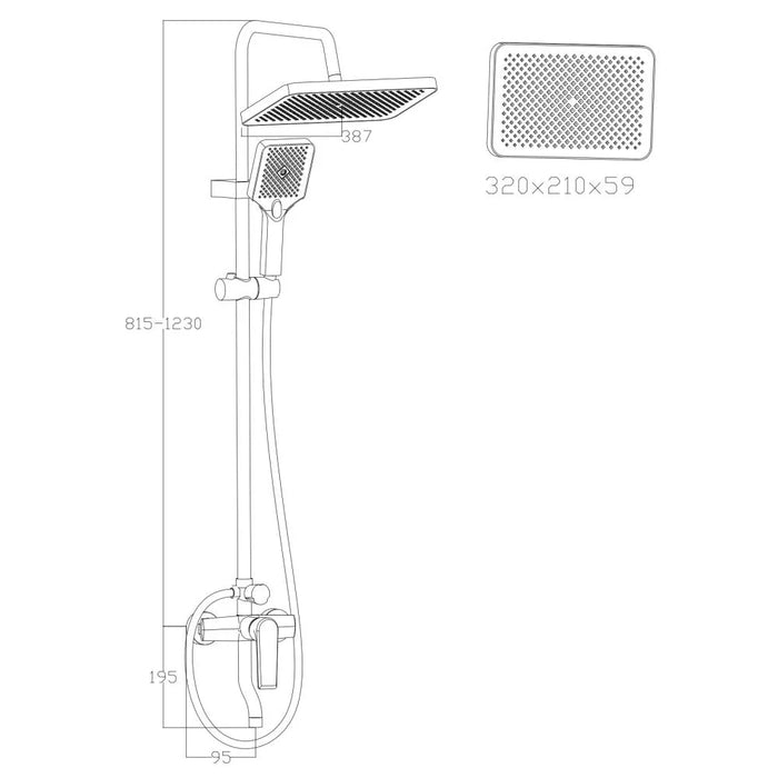 Milano Luxe Kobe Rain Shower Complete Set-Sq Chrome - Made In China