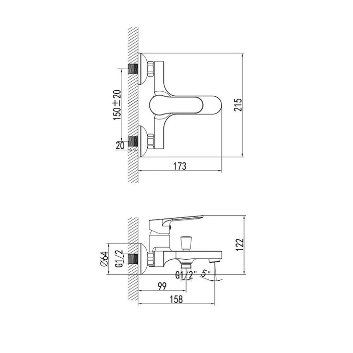 Milano Fira Bath Mixer With Shower Set