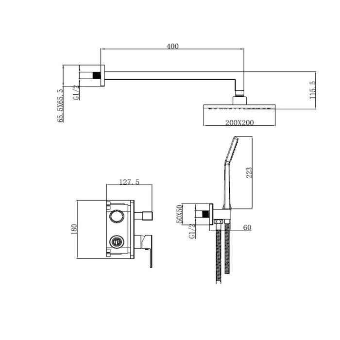 Milano Mac 2-Way Concealed Bath Shower Mixer| Modern Wall-Mounted Bathroom Faucet with Durable Brass Construction, Sleek Concealed Design for Stylish Bathrooms