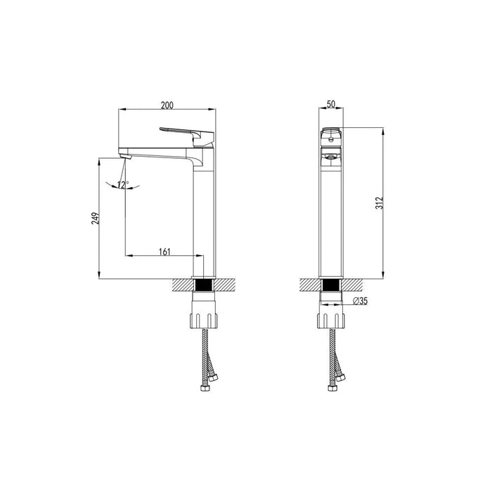 Milano Fira Art Basin Mixer With Pop Up Waste