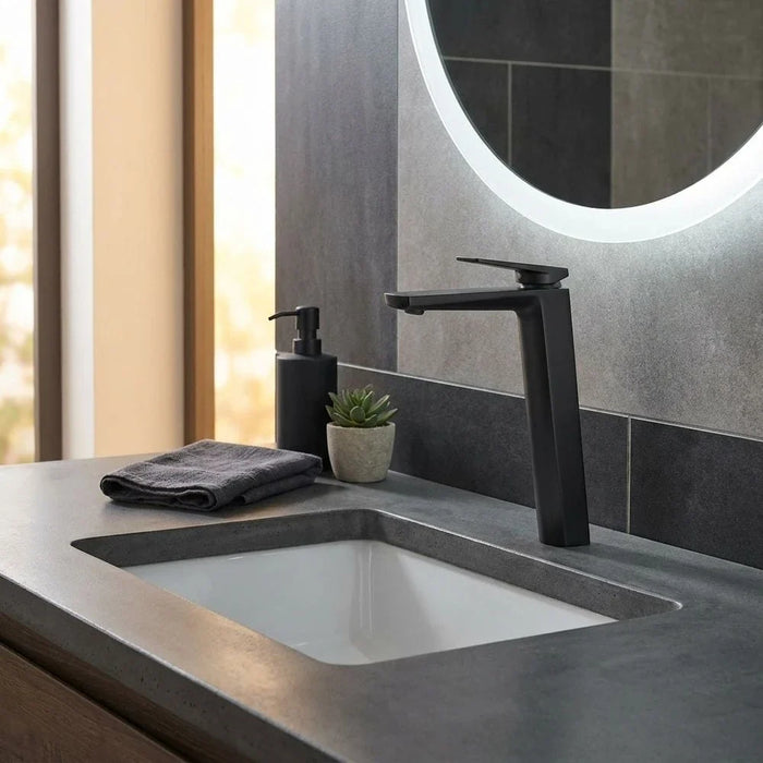 Milano Luxe Yana Art Basin Mixer With Pop Up Waste Matt Black