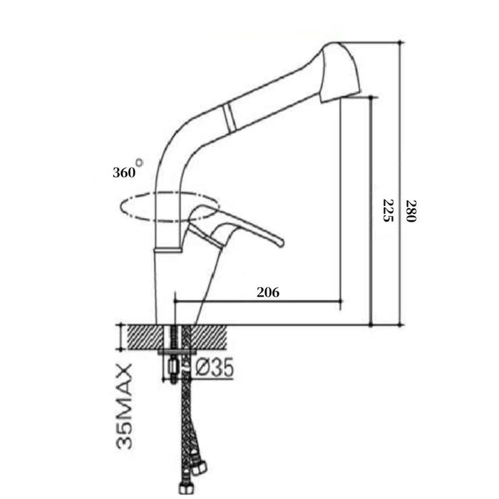 Milano Moveable Pull Out Kitchen Sink Mixer