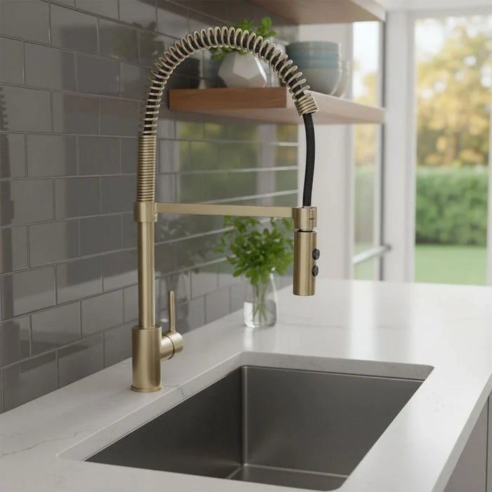 Milano Plus Pia Spring Pullout Sink Mixer Matt Gold-Made In China