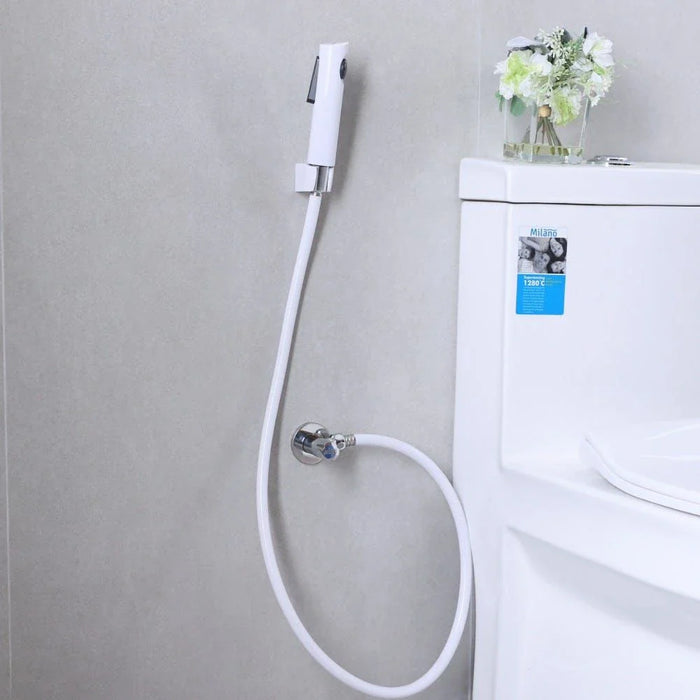 Milano Phantom Shattaf Set | White | Elegant Handheld Bidet Spray, Durable ABS Material, Comfortable Grip, Bathroom Hygiene | 3-Year Warranty