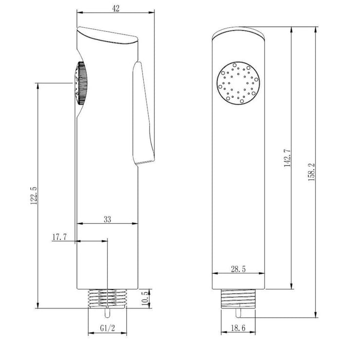 Milano Phantom Shattaf Set | White | Elegant Handheld Bidet Spray, Durable ABS Material, Comfortable Grip, Bathroom Hygiene | 3-Year Warranty