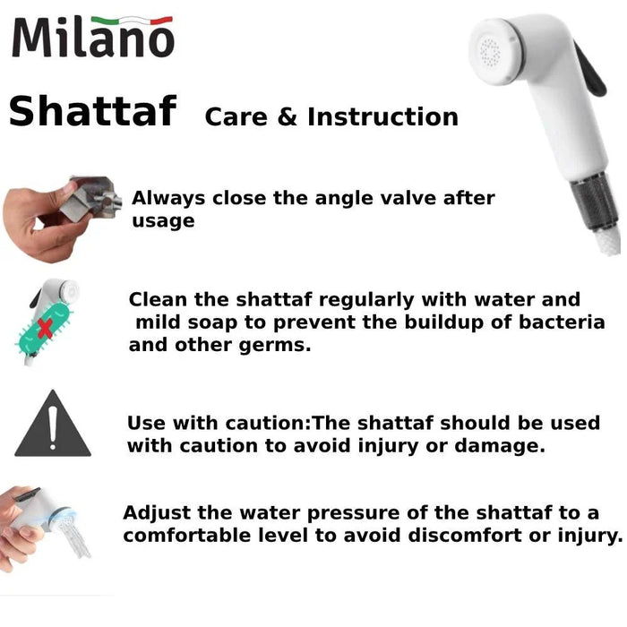 Milano Phantom Shattaf Set | White | Elegant Handheld Bidet Spray, Durable ABS Material, Comfortable Grip, Bathroom Hygiene | 3-Year Warranty