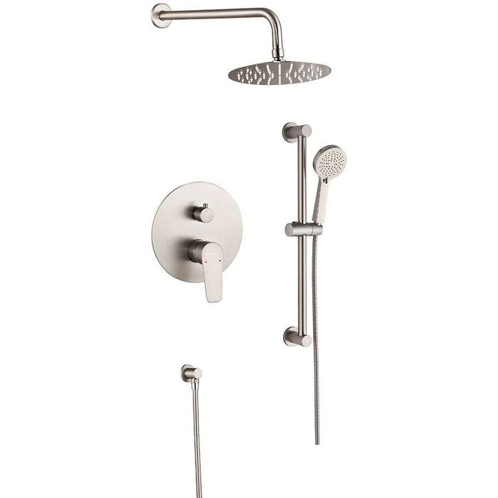 Milano Luxe Bayz Two Way Concealed Bath Shower Mixer Complete Set Brush Nickel