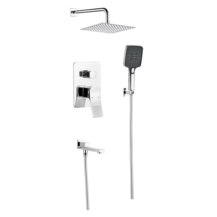 Milano Luxe Arc 3 Way Concealed Shower Mixer Complete Set Chrome