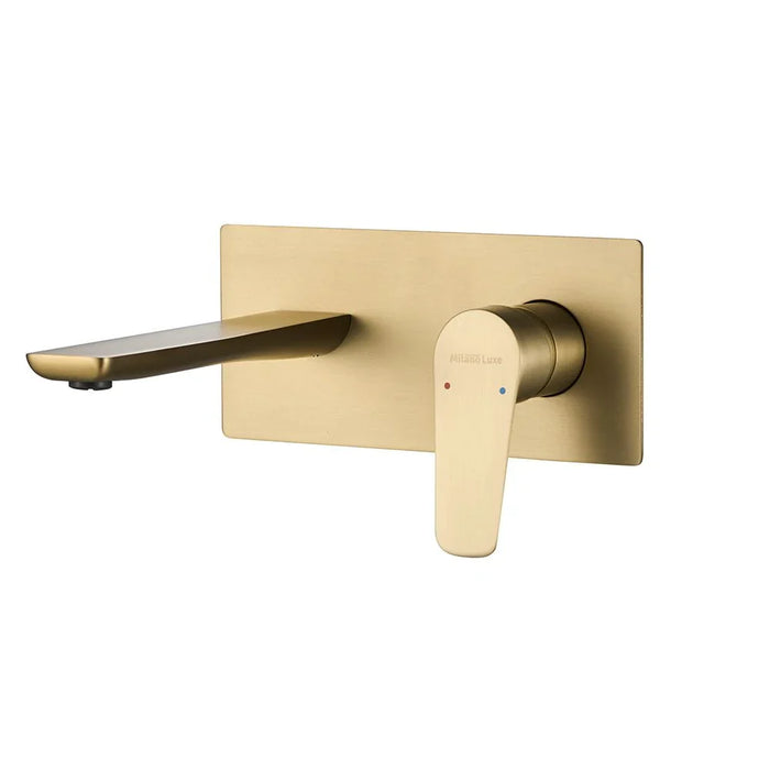 Milano Luxe Bayz Wall Mounted Basin Mixer Matt Gold