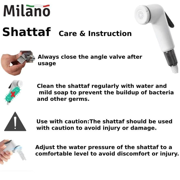 Milano Kevon Shattaf Set | Modern Handheld Bidet Spray, Durable Build, Stylish Bathroom Hygiene Solution | 3-Year Warranty