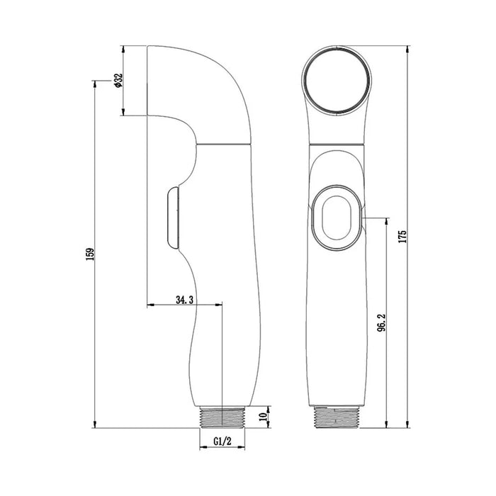 Milano Plus Telephone Shattaf Set | Matt White | Elegant Handheld Bidet Spray, Durable ABS Body, Stylish Bathroom Hygiene Solution | 3-Year Warranty