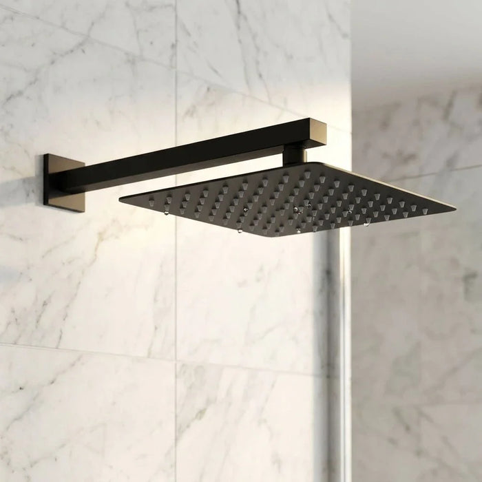 Milano Cube Overhead Shower With Arm Matt Black