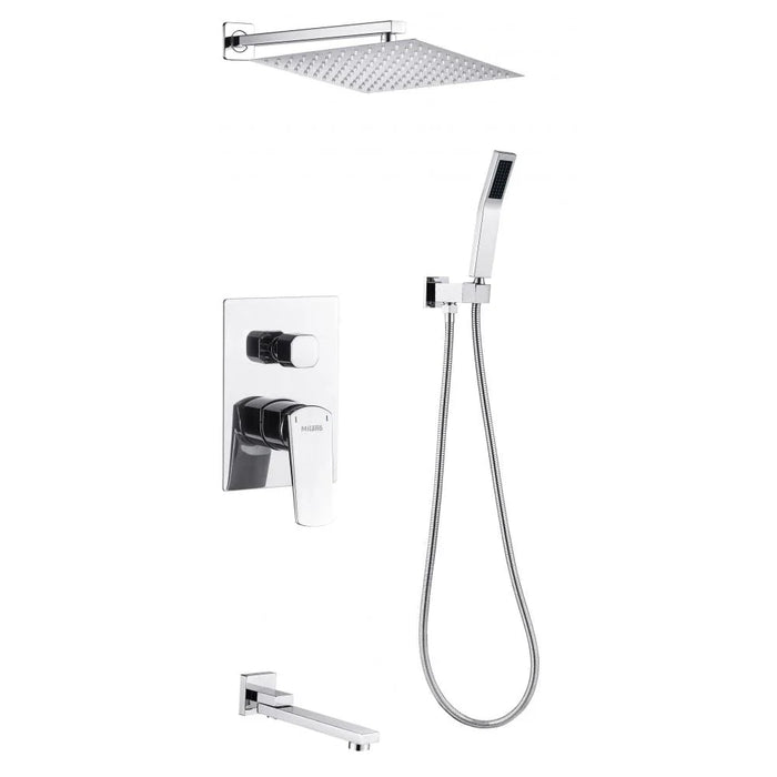 Milano Luxe Yana Three Way Concealed Rain Shower Set Chrome Color