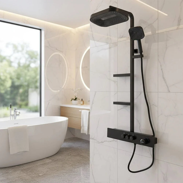 Milano Alfa Shower Panel-All Black