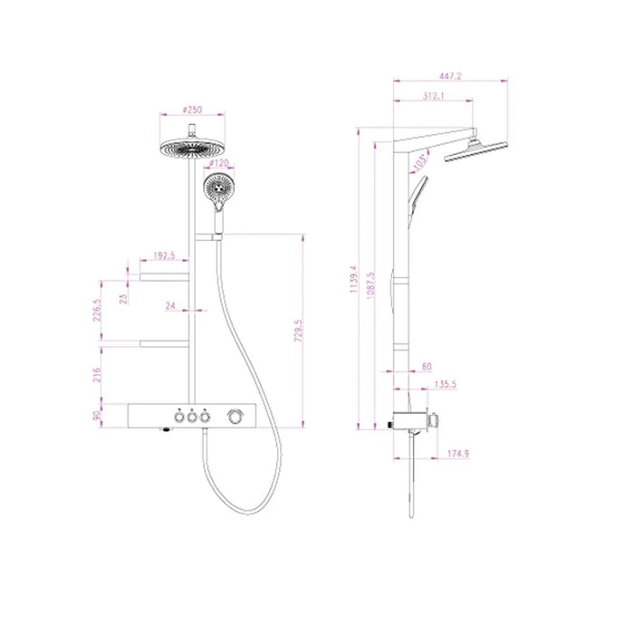 Milano Alfa Shower Panel-All Black