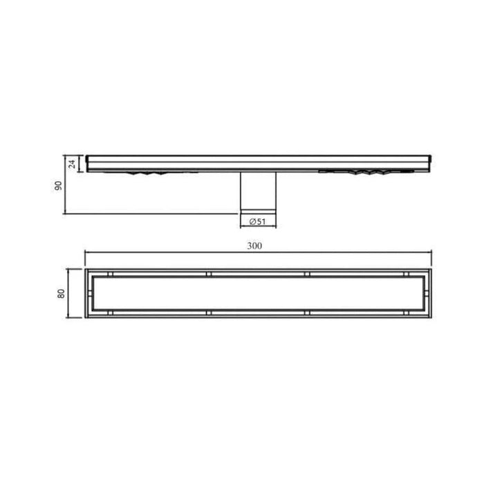 Milano Long Floor Drain Rectangle Tilebleæ Ss-304 300X80X90Mm