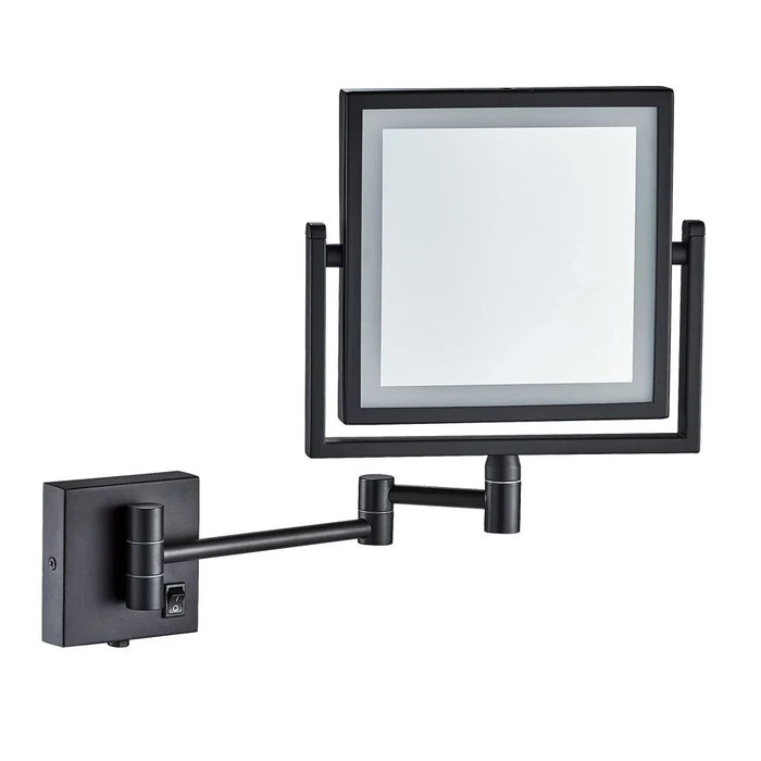 Milano MagnifyingÊ Mirror With Led Light Square Matt Black-Made In China