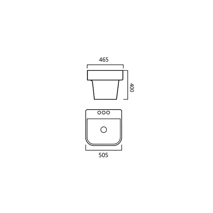 Milano Luxe Wall Hung Wash Basin Single Mould 8522æ - 505X465X390Mm Wht Square Made In China