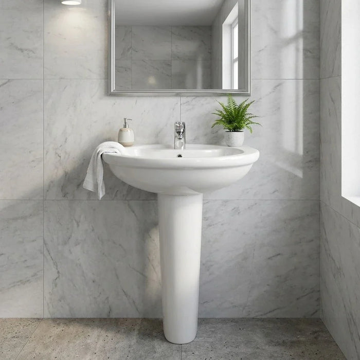 Is - San Remo Wash Basin With Half Pedestal White 70X54 E748001 & E749201