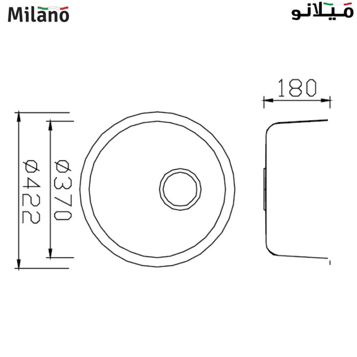 Milano Kitchen Sink Gf-830A 422X422X180Mm Sb/Round
