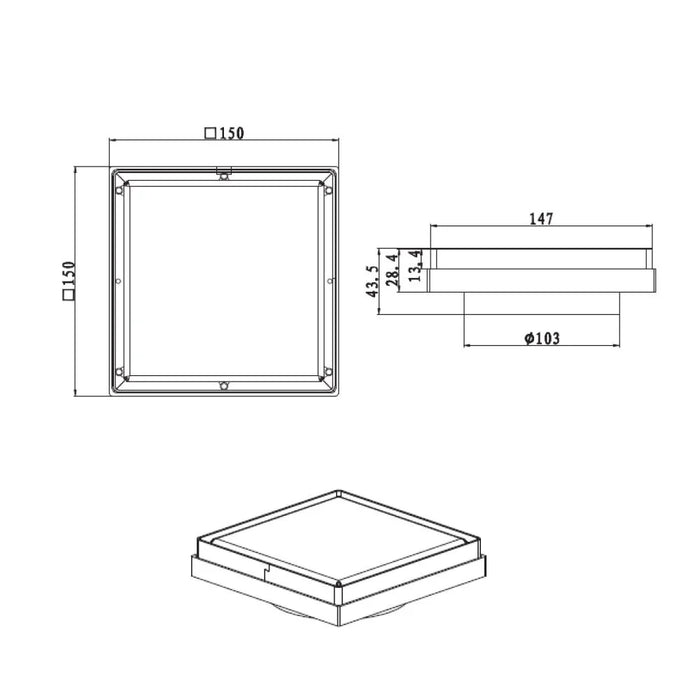 Milano Concealed Floor Drain Ss 304Ê SizeÊ 150X150