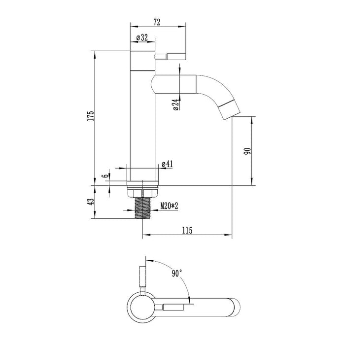 Milano Denz Plus Cold Tap Basin Brush Nickel-Made In China