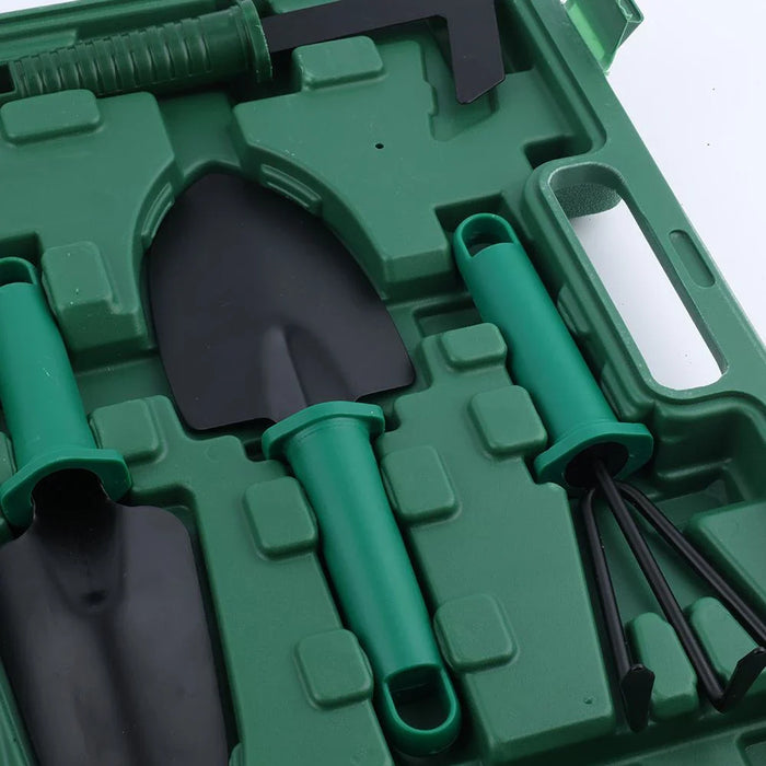 Milano 10Pcs Gardening Set| Complete Durable Garden Tool Kit with Trowel, Pruner, Fork, Gloves & More, Ergonomic Handles, Rust-Resistant, Perfect for Planting, Weeding & Landscaping | 37X28X7Cm- Green
