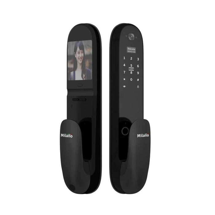 Milano Aa Harvey Smart Lock| Advanced Keyless Electronic Door Lock, Fingerprint + Code + Card + key  & Facial Recognition , Secure Home Access, Easy Installation, Touchscreen, Remote Control Compatible  (6Sets/Ctn)
