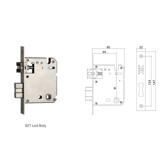 Milano Milo Lockbody| Heavy-Duty Door Lock Mechanism, Durable & Secure Lock Body Replacement, Easy to Install, Ideal for Residential & Commercial Doors, Premium Quality Hardware