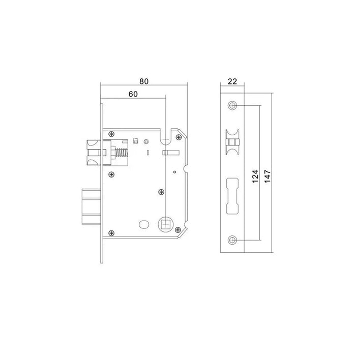 Milano Milo Lockbody| Heavy-Duty Door Lock Mechanism, Durable & Secure Lock Body Replacement, Easy to Install, Ideal for Residential & Commercial Doors, Premium Quality Hardware