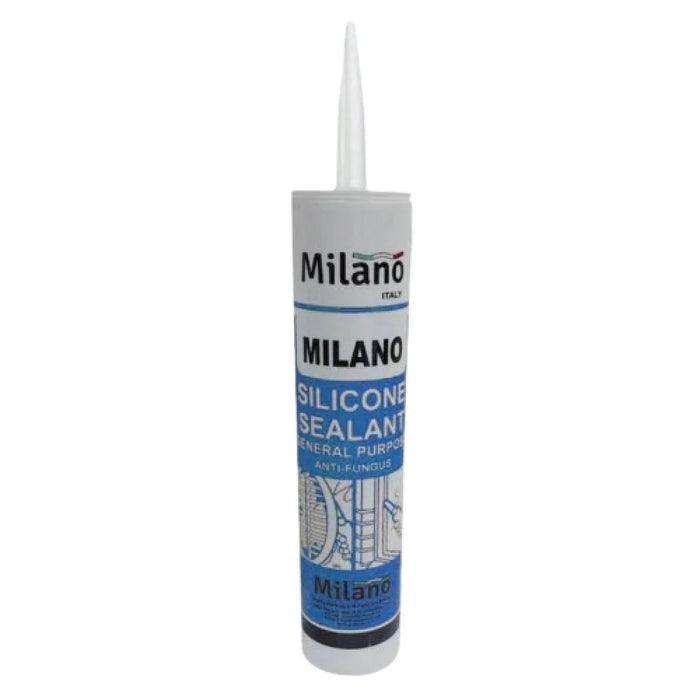 Milano General Purpose Silicone Sealant| High-Quality, Waterproof, Flexible Silicon for Home, Construction, Plumbing, Window & Door Sealing, Durable and Long-Lasting | White