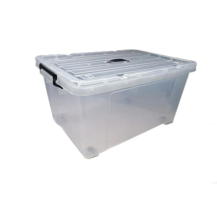 Milano Clear Plastic Box 65L (Rug06) With Wheels 66_45_33.5Cm