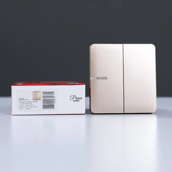 Milano 10A 2 Gang 1 Way Switch Gd Ps