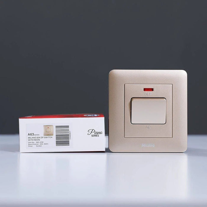 Milano 20A Dp Switch With Neon Gd Ps