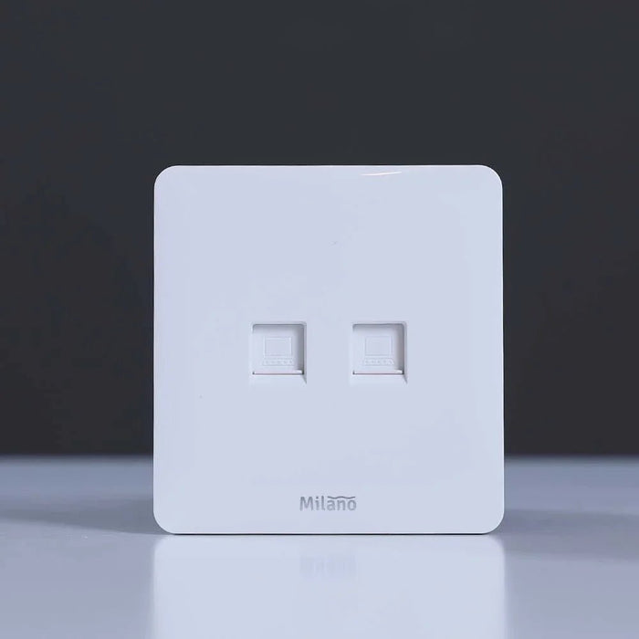Milano Dual Computer Outlet Cat6 Wh Ps