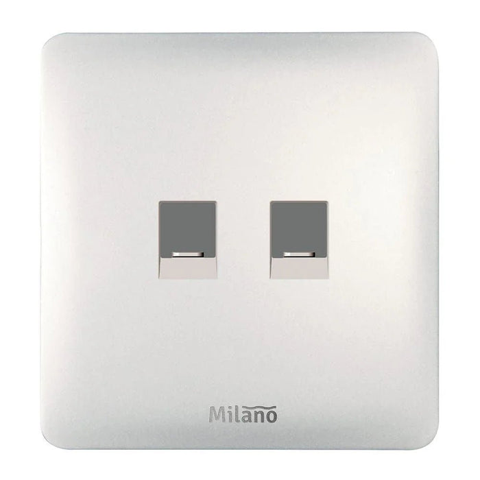 Milano Dual Computer Outlet Cat6 Wh Ps
