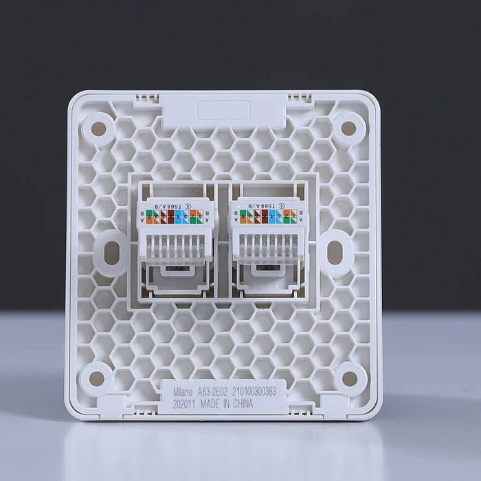 Milano Dual Computer Outlet Cat6 Wh Ps Danube Home
