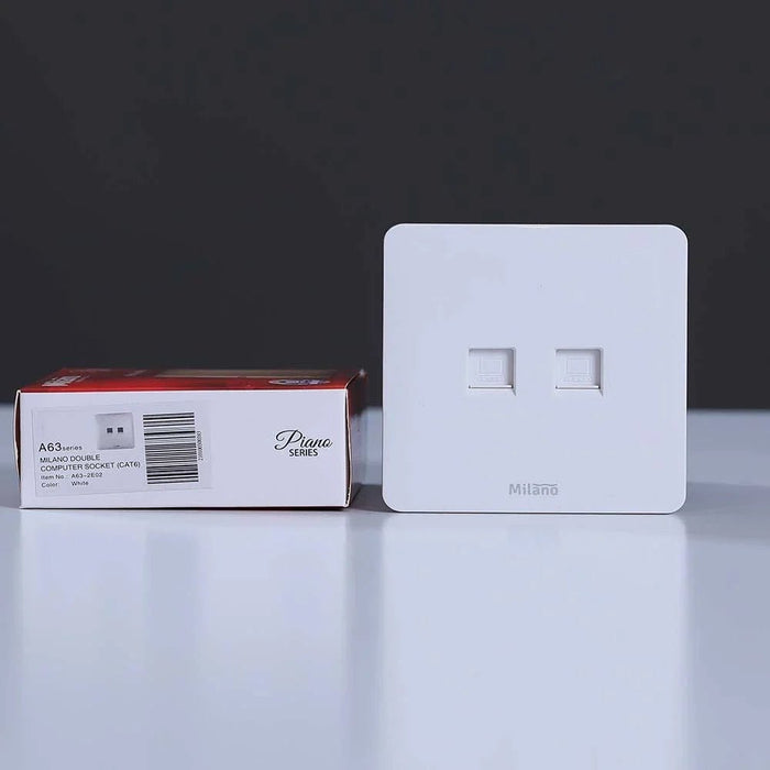 Milano Dual Computer Outlet Cat6 Wh Ps
