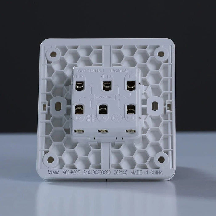 Milano 10A 2 Gang 2 Way Switch Wh Ps