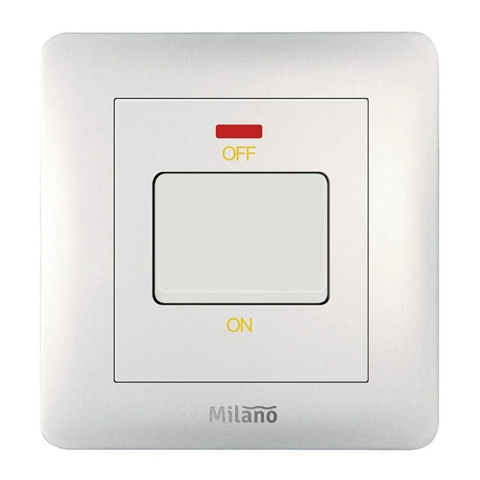 Milano 20A Dp Switch With Neon Wh Ps