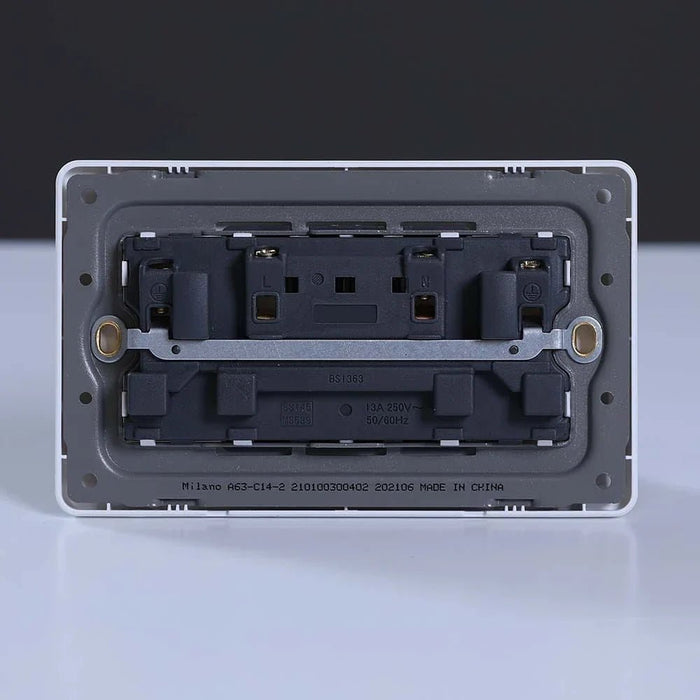 Milano 13A Twin Socket With Switch & Led Indicator-White