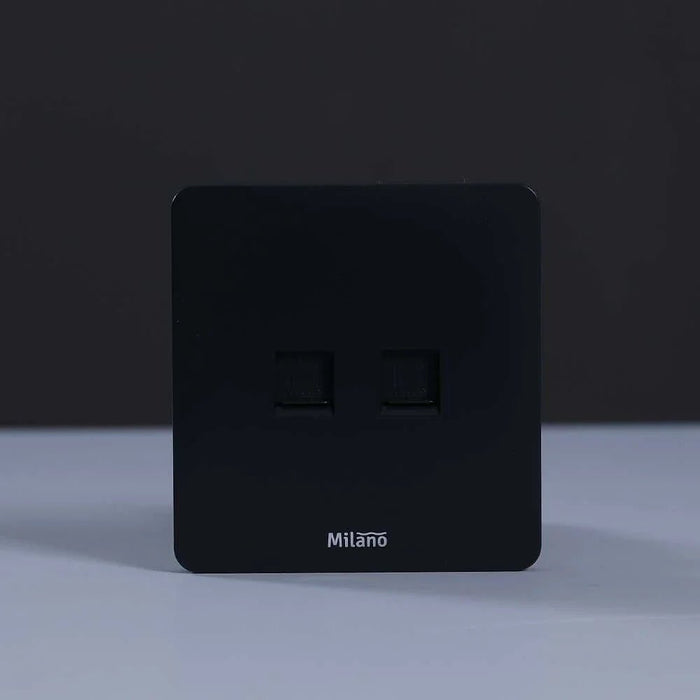 Milano Dual Data Socket (Cat-6)Mblk Ps
