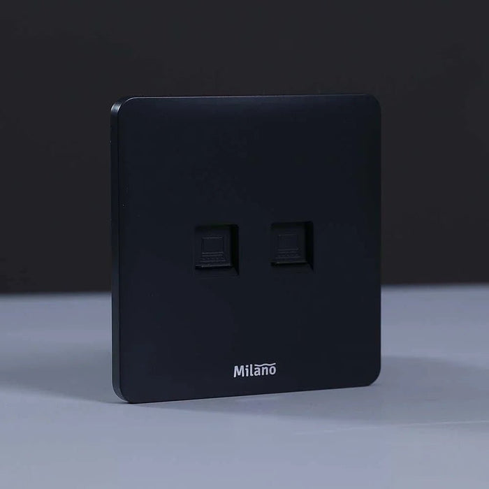 Milano Dual Data Socket (Cat-6)Mblk Ps