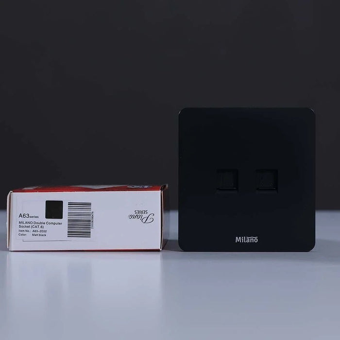 Milano Dual Data Socket (Cat-6)Mblk Ps