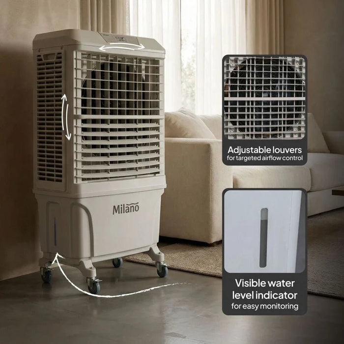 Milano Air Cooler - Thunder - 300 W/ 80 L Water Tank - Grey/Blue - With 1-Year Warranty