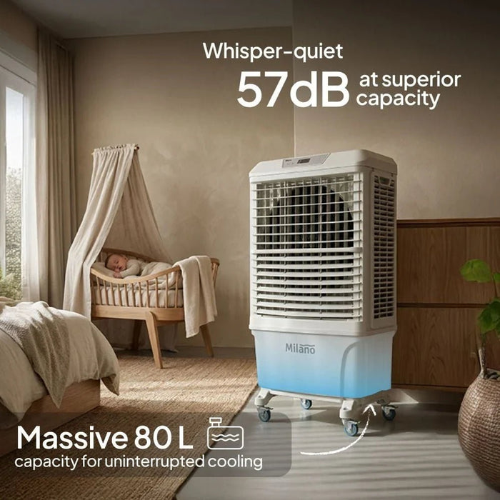 Milano Air Cooler - Thunder - 300 W/ 80 L Water Tank - Grey/Blue - With 1-Year Warranty