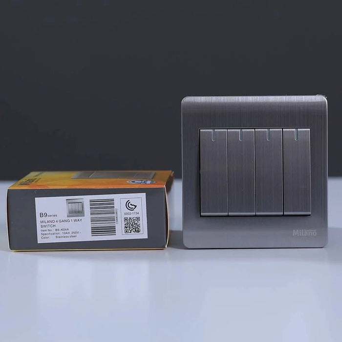 Milano 10A 4 Gang 1 Way Switch Sl