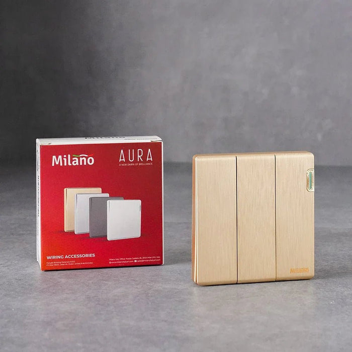 Milano 10A 3G 1W Switch Aura Gld