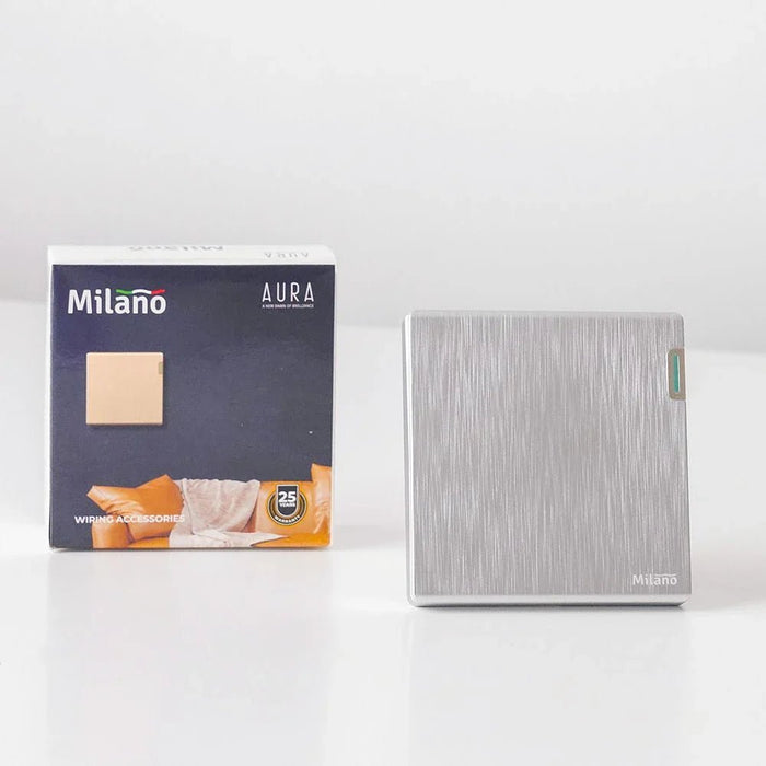 Milano 10A 1G 1W Switch Aura Slvr