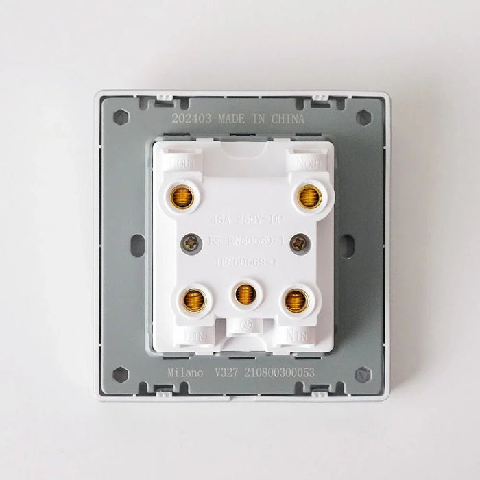 Milano 45A Dp Switch With Neon Aura Slvr